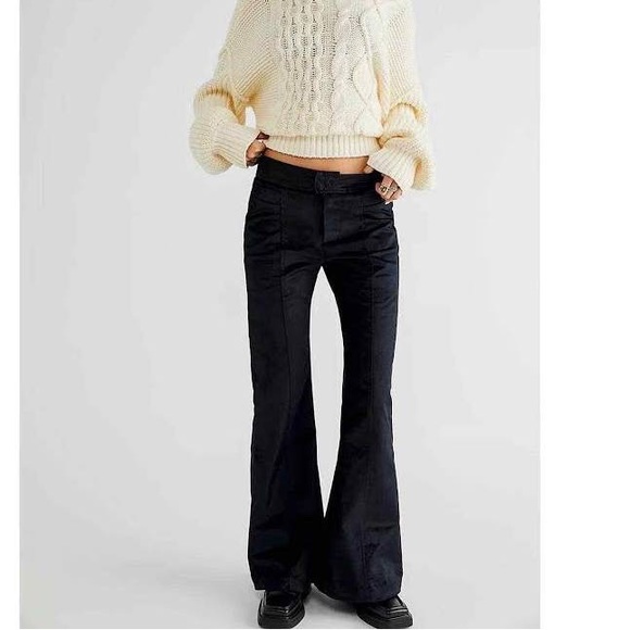 NWT Free People Walk With You Velvet Trousers in Black, Sz. 6 - Picture 4 of 14